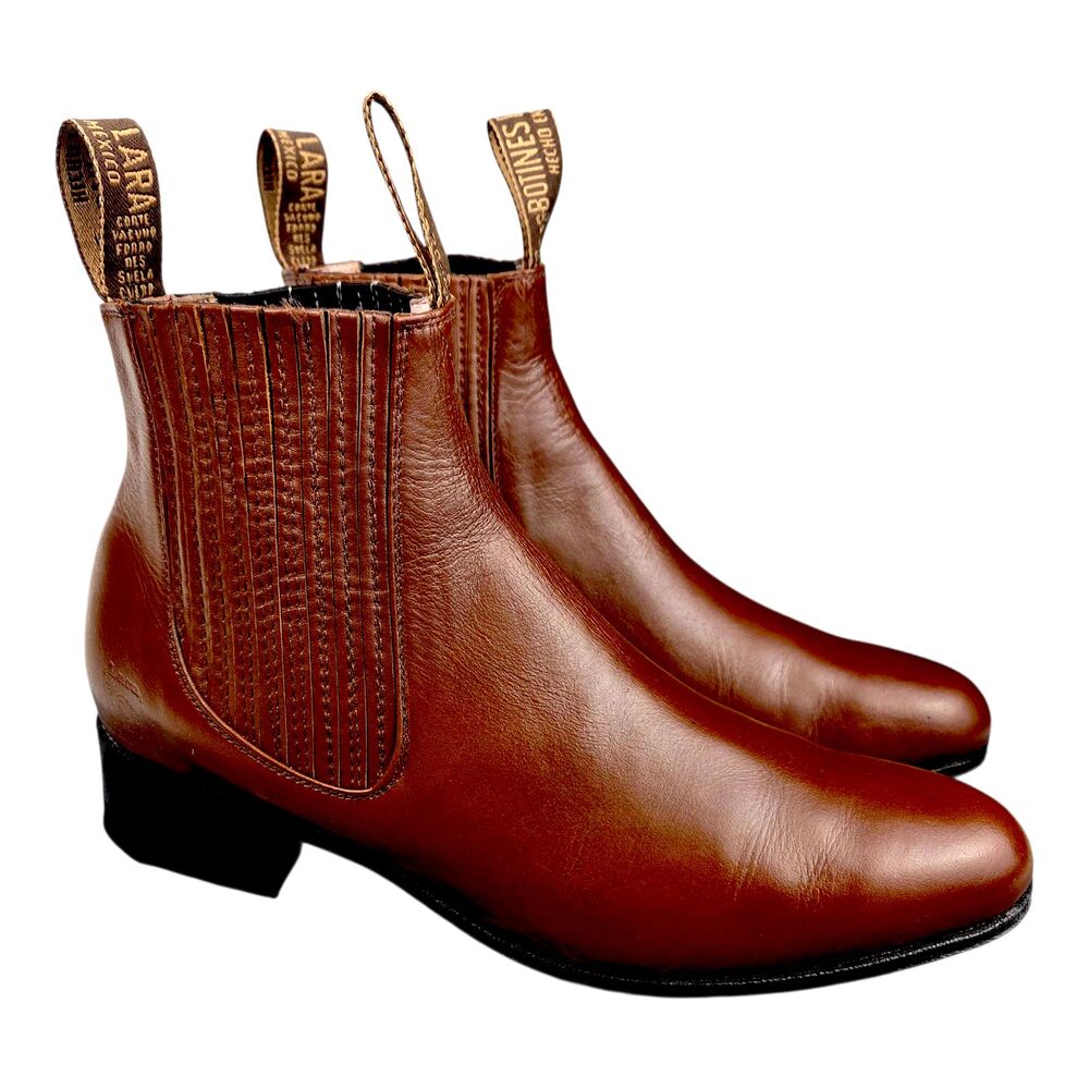 Botines La Espuela Lara Handmade Chelsea Boots Brown Leather Mens 8 B READ
